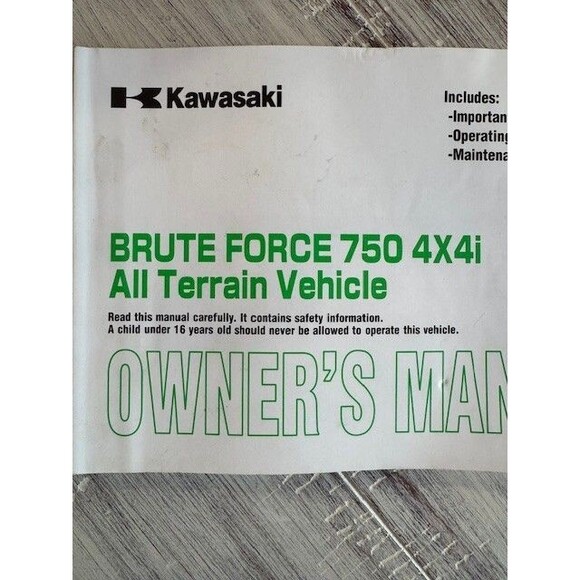 Kawasaki BRUTE FORCE 750 4x4i All Terrain Owners Manual Part No‎ 99987-1382 - Picture 3 of 4